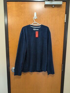 IZOD Sweater Men's XXL Navy Blue Long Sleeve Crewneck Polo Solid Pullover NWT